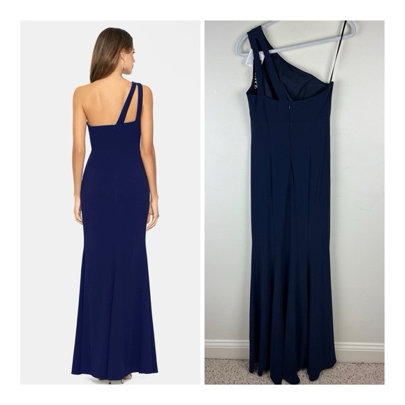🔴SEPT SALE! NEW! XSCAPE ONE SHOULDER GOWN SZ 4 - Picture 3 of 11
